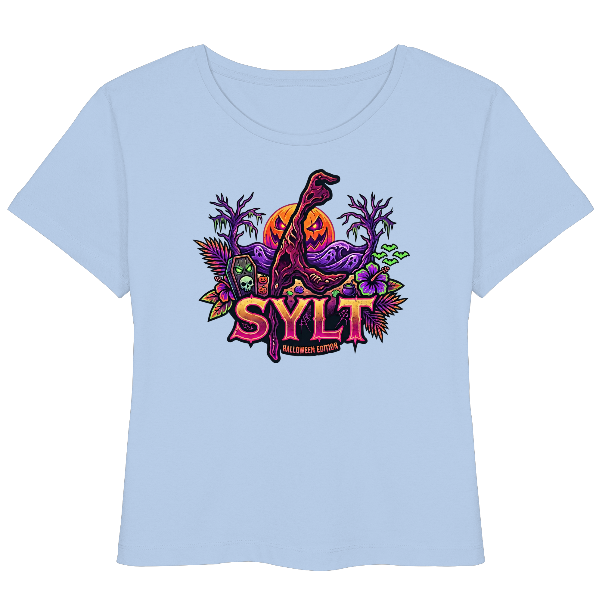🎃 SYLT HALLOWEEN EDITION – FRAUEN LIGHTWEIGHT T-SHIRT (Brustprint)