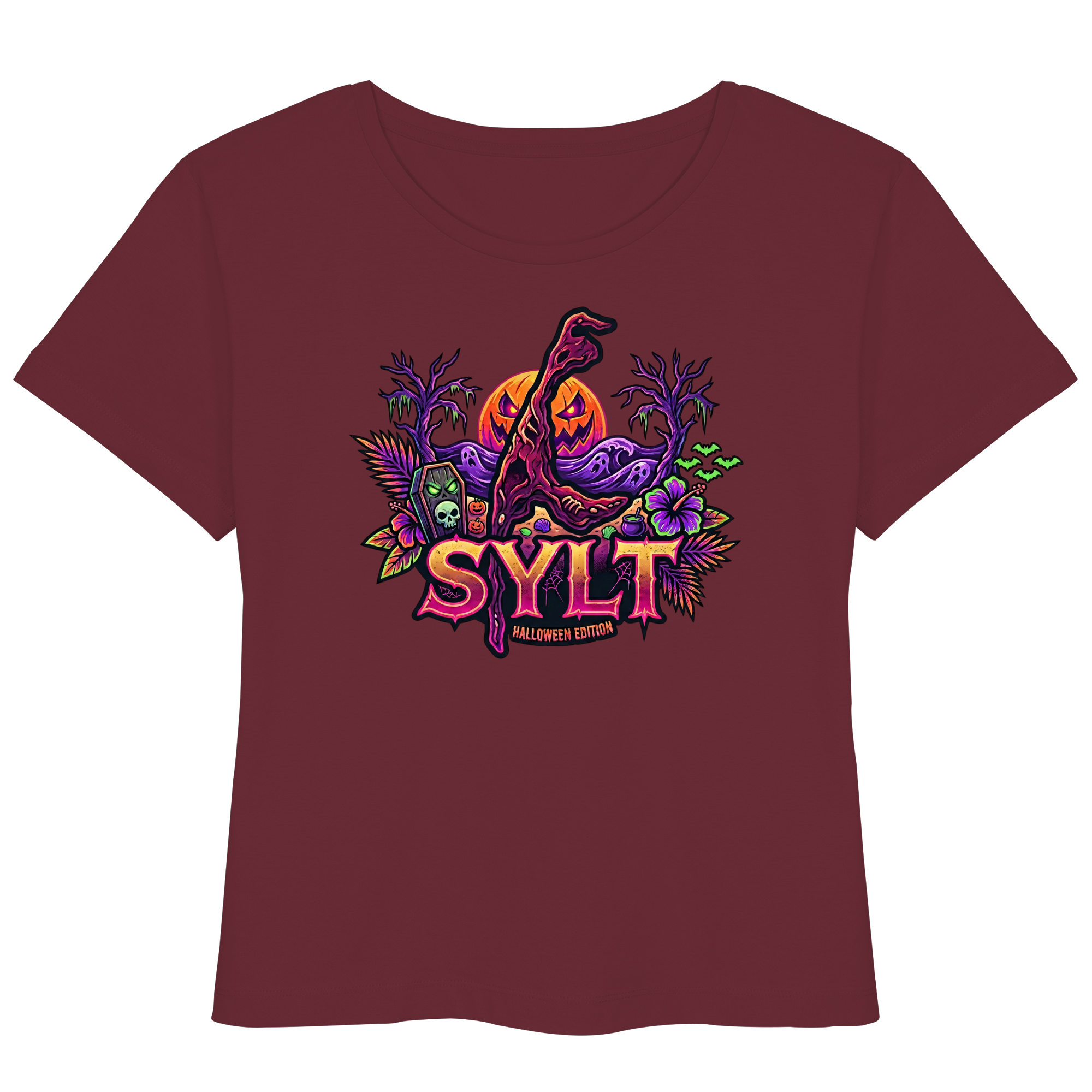 🎃 SYLT HALLOWEEN EDITION – FRAUEN LIGHTWEIGHT T-SHIRT (Brustprint)