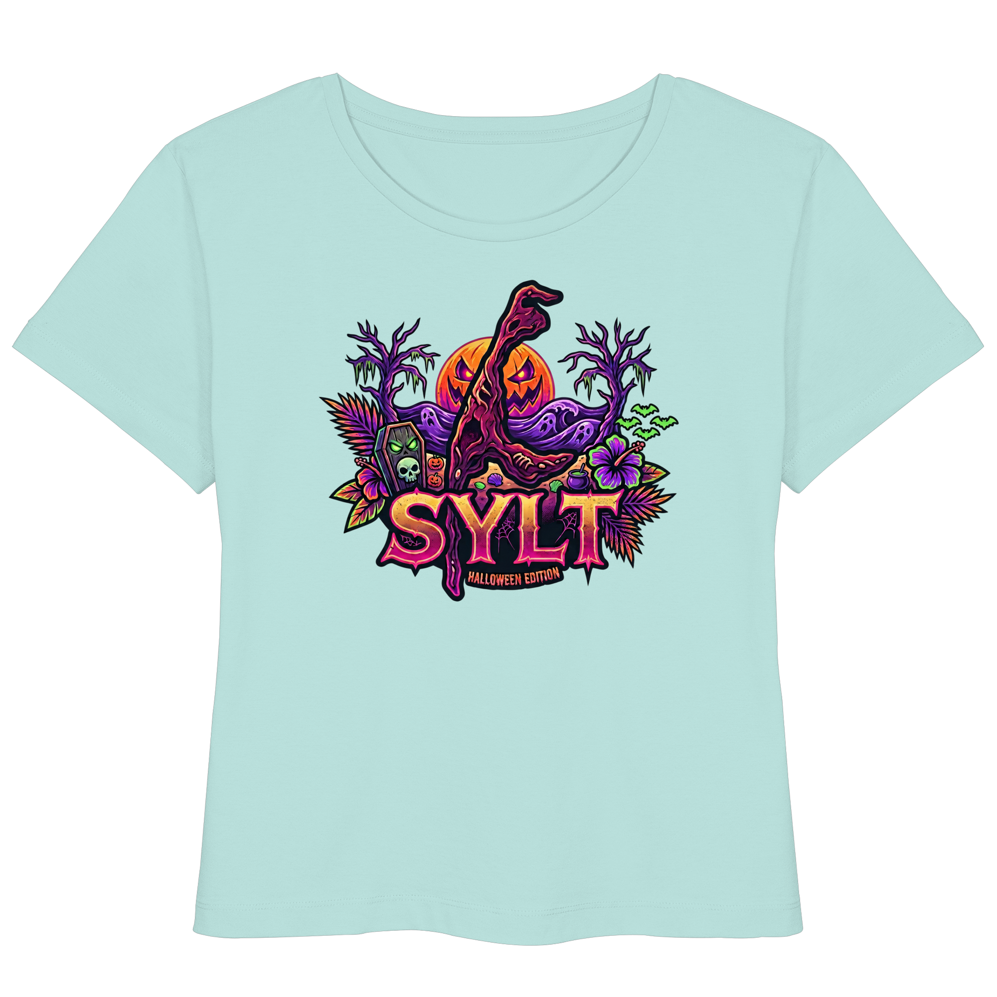 🎃 SYLT HALLOWEEN EDITION – FRAUEN LIGHTWEIGHT T-SHIRT (Brustprint)