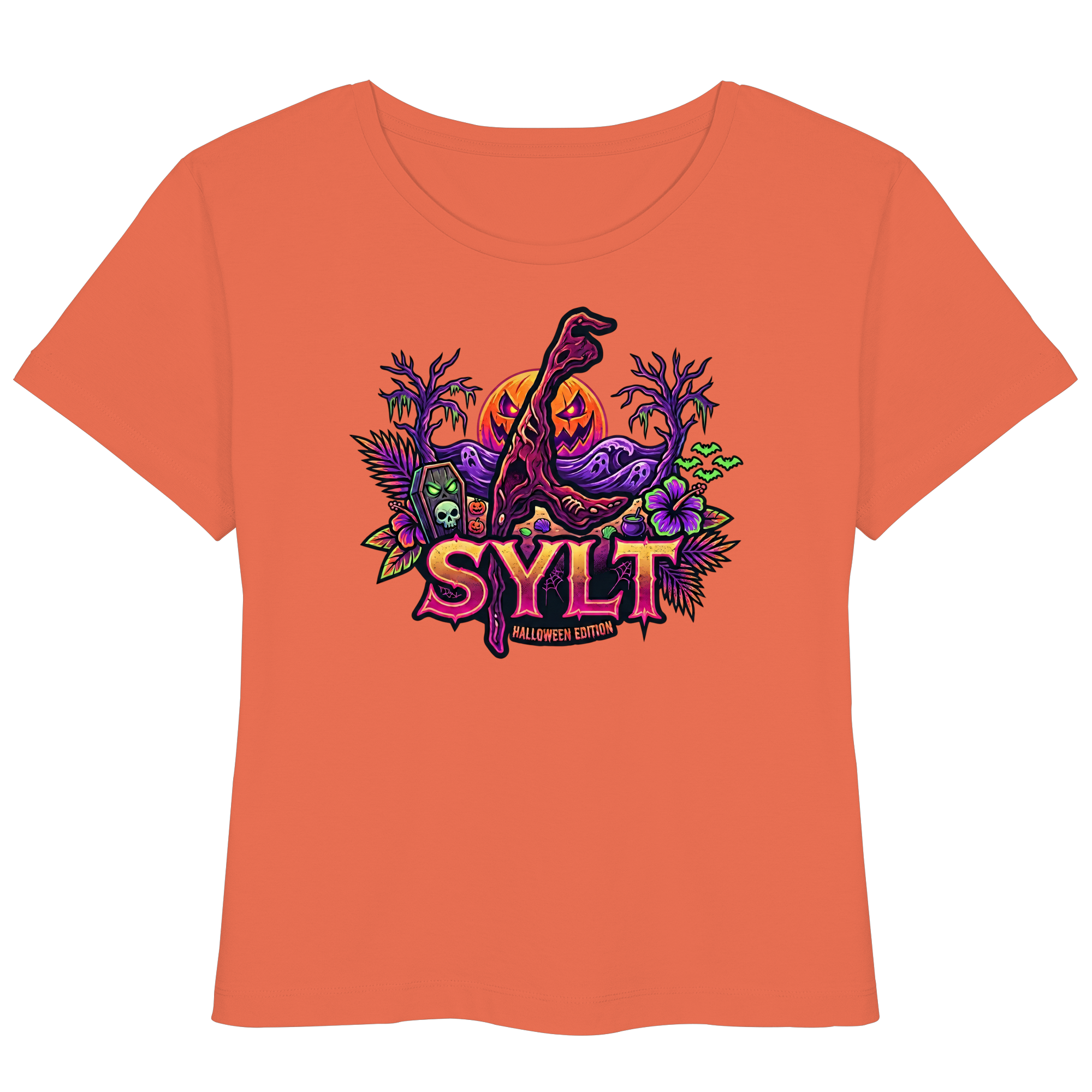 🎃 SYLT HALLOWEEN EDITION – FRAUEN LIGHTWEIGHT T-SHIRT (Brustprint)
