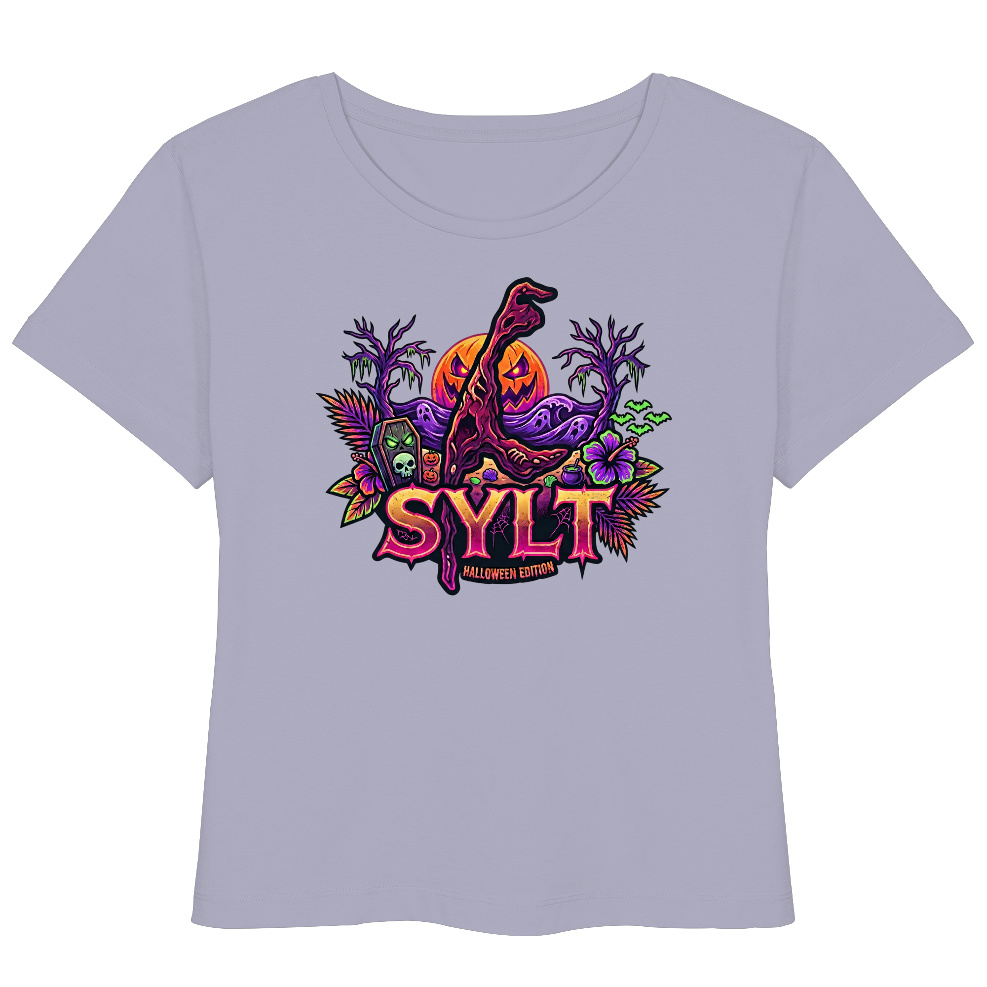 🎃 SYLT HALLOWEEN EDITION – FRAUEN LIGHTWEIGHT T-SHIRT (Brustprint)