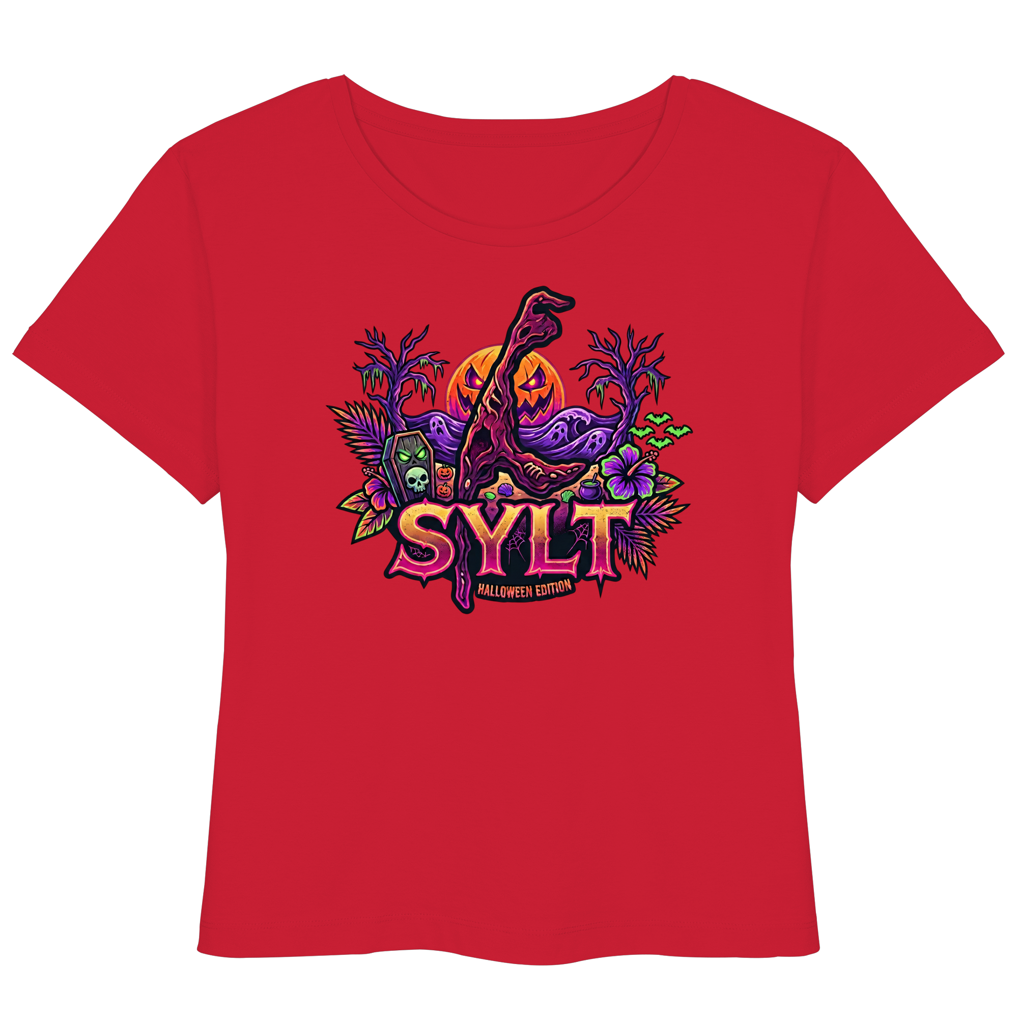 🎃 SYLT HALLOWEEN EDITION – FRAUEN LIGHTWEIGHT T-SHIRT (Brustprint)