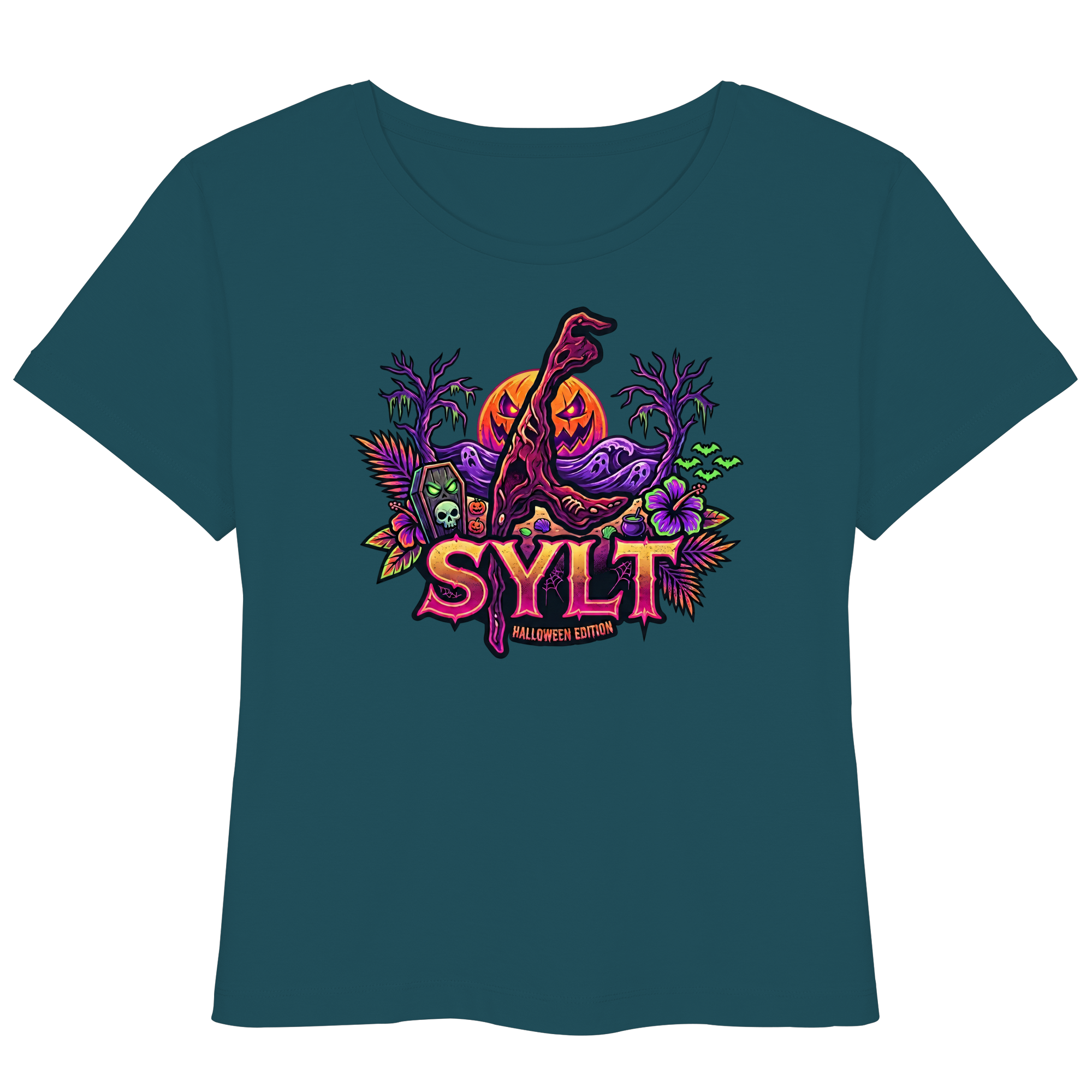 🎃 SYLT HALLOWEEN EDITION – FRAUEN LIGHTWEIGHT T-SHIRT (Brustprint)